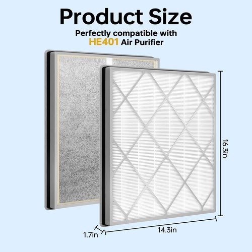 Doifyn HE401 Replacement Filter for Shark 4 Fan Air Purifier,Compatible with HE400,HE401,HE402, Replacement Filter Part#HE4FKBAS/HE4FKPET