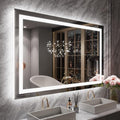 LOAAO LED Bathroom Mirror - 55X36 Anti-Fog, Dimmable, Backlit & Front Lit | Lighted Vanity Mirror with Memory Function, Tempered Glass