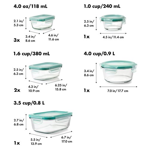 OXO Good Grips 16 Piece Glass Smart Seal Airtight Everyday Container Set