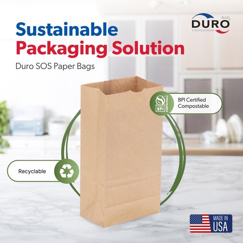 Duro 6# Brown Paper Lunch Bags 500 Count - Bulk Disposable Paper Sacks, Dubl Life SOS Brown Bag for Candy, Snacks & Treats - 6.00 x3.62 x 11.06 Inches