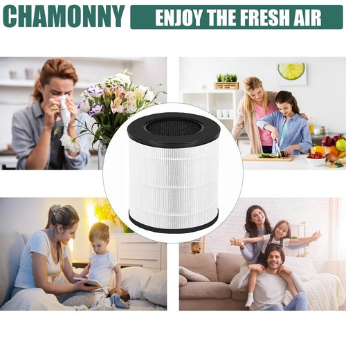 CHAMONNY B-D02U Filter Replacement, Compatible with VEWIOR B-D02U Air Purifier and MOO-KA B-D02L and KOIOS B-D02L Air Purifier, 4Pack