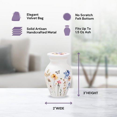 Always with Us Cremation Urns for Human Ashes Adult Female | Human Urn for Ashes for Women | Decorative for Cremation, Funeral, Burial, Home | Handcrafted Keepsake - Wildflower