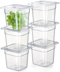 CURTA 6-Pack 1/6 Size 6" Deep NSF Polycarbonate Food Pans with Handled Lids & Drain Trays | Dishwasher & Freezer Safe Clear Container for Prep Tables, Buffet, Salad Bar, Commercial & Home Kitchen