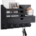 Lucundm Key Holder Wall Mount, Mail Holder with Storage Drawer and 5 Key Hooks for Coat, Dog Leash, Home Decor Rack, House Accessories, Entry Way Organizer