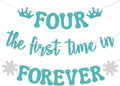 Four The First Time in Forever Banner - Snowflake 4th Birthday Decor | Princess Frozen Theme