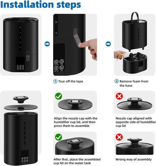 Coolfiqu 6L Humidifier - Versatile Cool & Warm Mist for Bedroom, Baby & Plants | Quiet, Adjustable, 360° Nozzle - Black (2026 Upgraded)