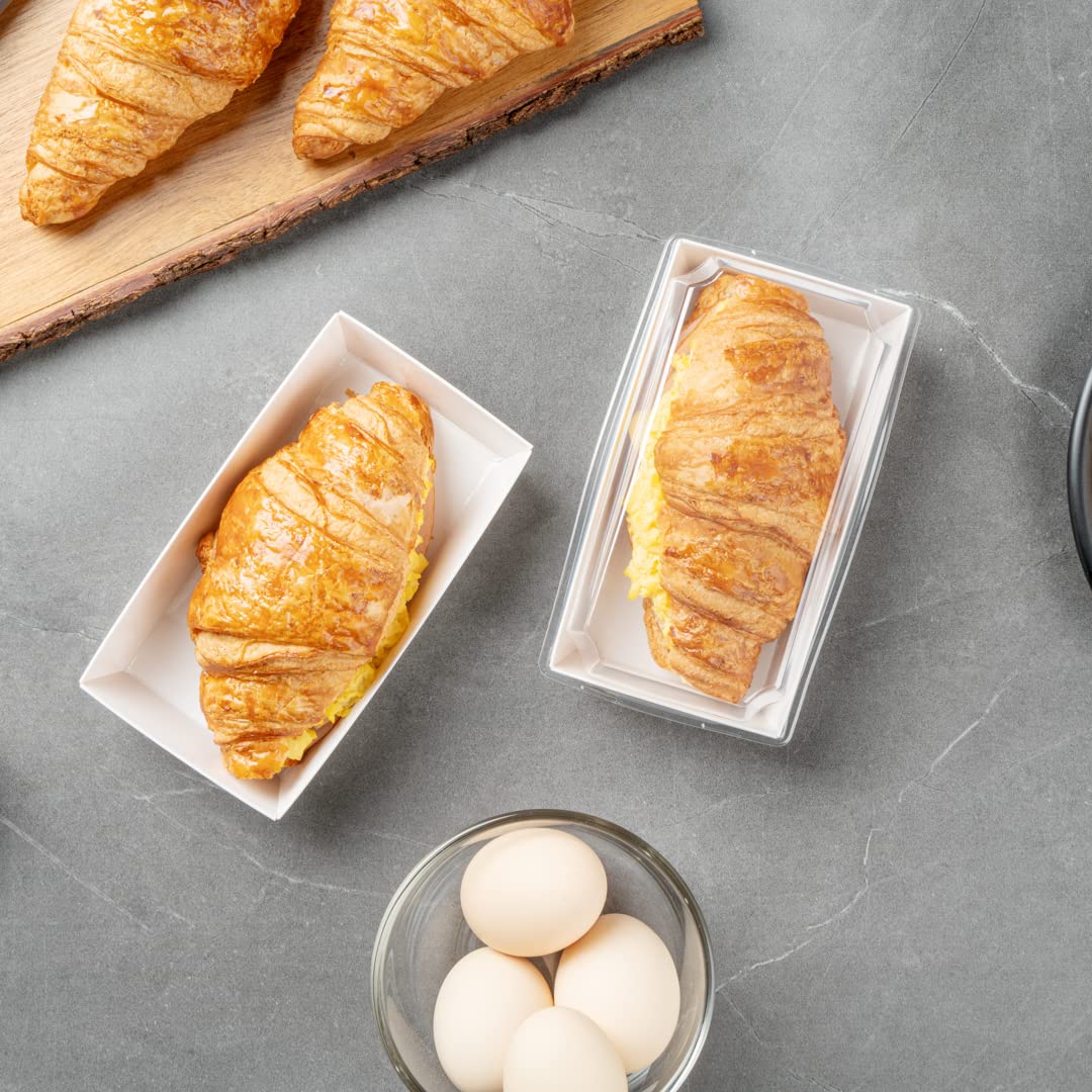 Restaurantware Matsuri Vision 5 x 4.4 x 1.4 Inch Sushi Trays 100 Greaseproof Sushi Packaging Boxes - Lids Sold Separately Disposable White Paper Sushi Containers For Appetizers Or Desserts