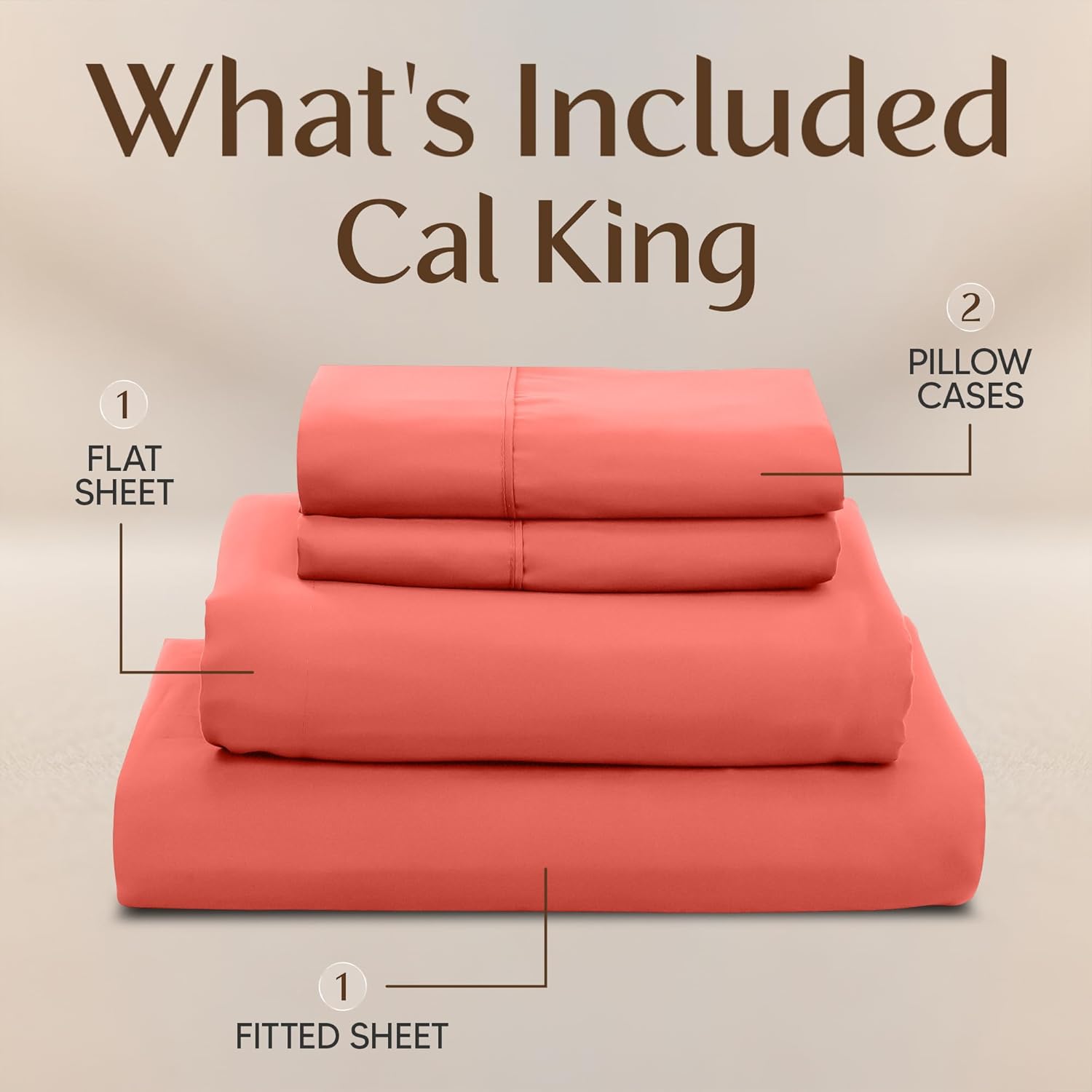 Utopia Bedding California King Sheet Set - Soft, Breathable Microfiber | 4-Piece in Coral