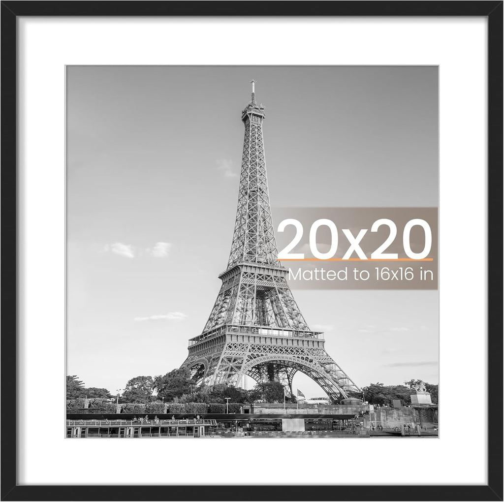 Upsimples 20x20 Picture Frame - Versatile Display for 16x16 Photos with Mat | Black, 1 Pack