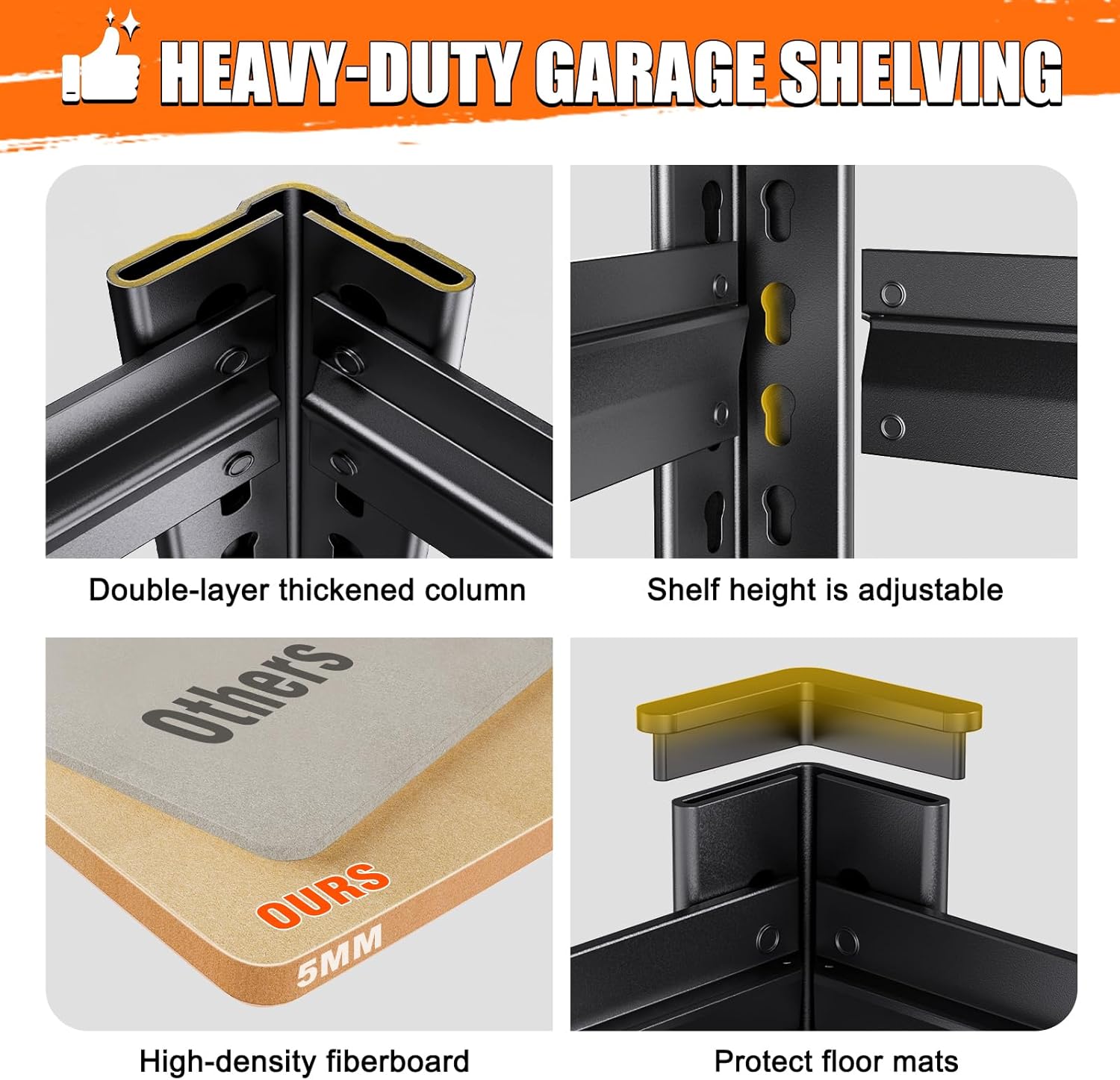 Skiennix Heavy Duty Garage Shelving - 5 Tier Adjustable Metal Storage Rack | 71" H x 28" W x 12" D for Home & Industrial Use