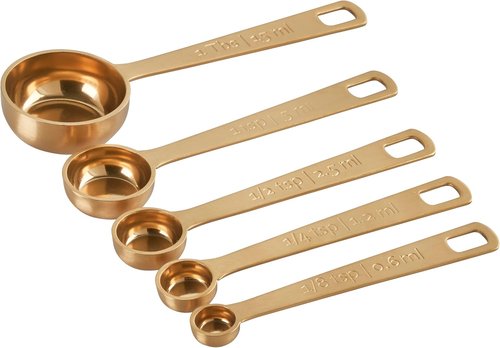 Le Creuset Measuring Spoons - Gold Set of 5 for Precise Cooking Measurements (1/8, 1/4, 1/2 Tsp & 1 Tb)