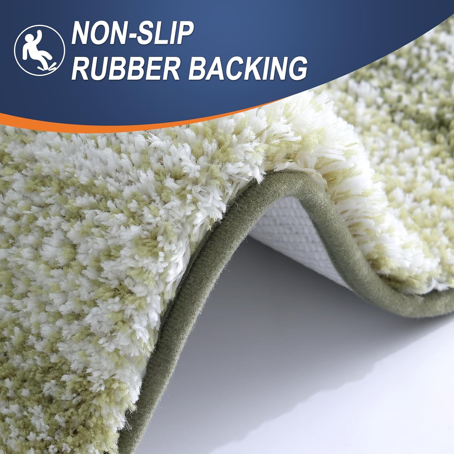OLANLY Luxury U-Shaped Toilet Rugs - Extra Soft Microfiber Bath Mat, Non-Slip, 24x20, Dark Green