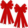 Hongsome Large Red Velvet Christmas Bows - 2 Pcs Outdoor Holiday Decorations