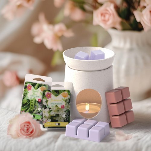 SNOWSEN Spring Scented Wax Melts, Soy Wax Cubes Gift Set, Strong Fragrance Wax Tarts for Wax Warmer, Cherry Blossom, Jasmine, Freesia, Sweet Pea, Spring Rain, Fresh Cut Grass, Bamboo, Rose Geranium