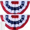 American Flag Bunting - Patriotic Pleated Fan Flag with Brass Grommets | 2x4 Feet for 4th of July Decor