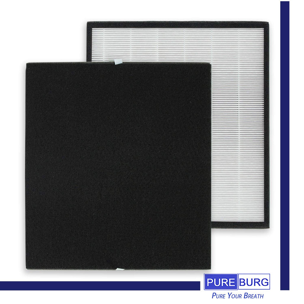 PUREBURG FLT5900 Replacement Filter Set Compatible with GermGuardian AC5900WCA Air Purifier Filter J, 1-Pack H13 HEPA +Activated Carbon Pre-Filters x 2