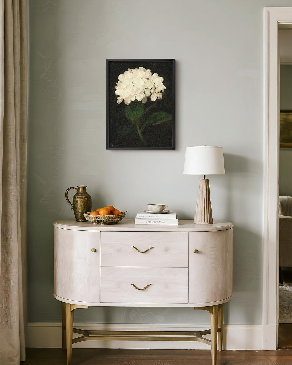 Bzstyleart Metal Framed Wall Art - Textured Hydrangea Canvas Print | 12 x 16 Inch Aesthetic Decor
