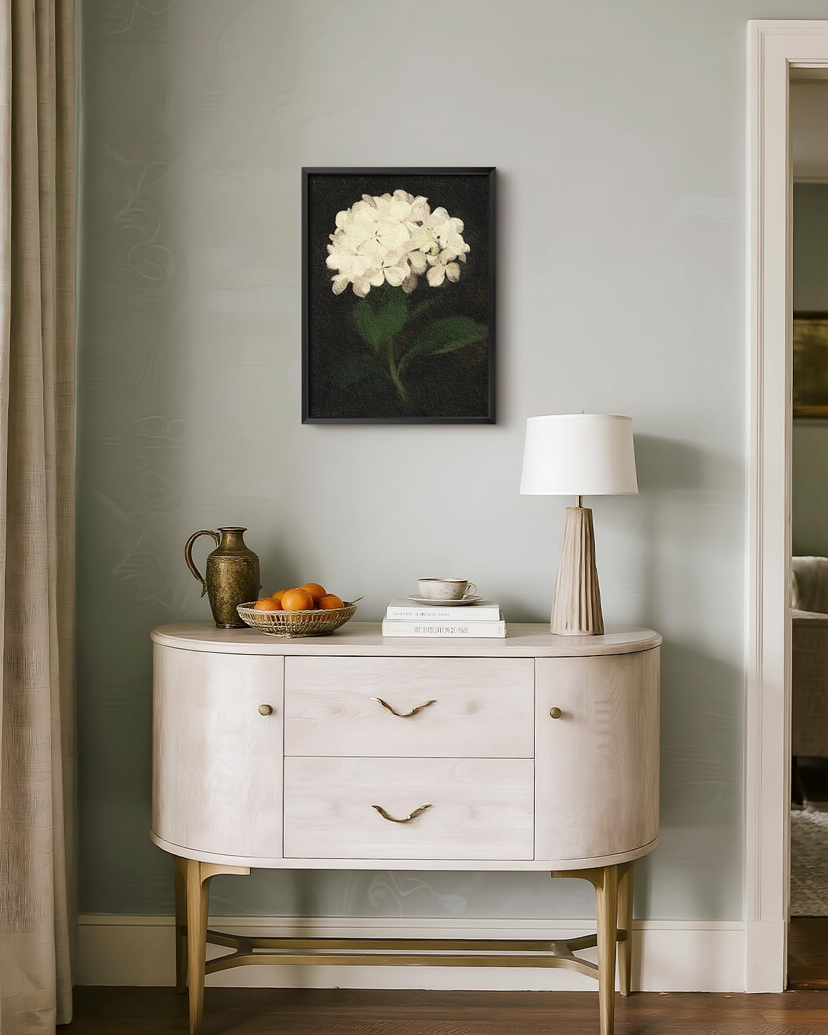 Bzstyleart Metal Framed Wall Art - Textured Hydrangea Canvas Print | 12 x 16 Inch Aesthetic Decor