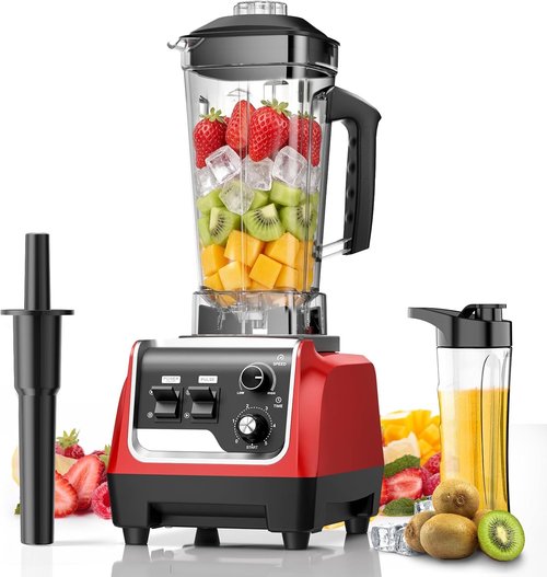 1800W High-Speed Blender by [Brand Name] - Smoothies & Frozen Drinks | 70 Oz BPA-Free Pitcher & 20 Oz To-Go Cup (Dark Red)