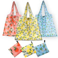 Foldable Reusable Shopping Bags, Large Sustainable Grocery Bag, Durable Foldable Tote, Washable Cloth Bags with Handles (Light style (fruit and plants))
