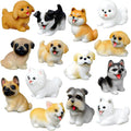 Exasinine 14PCS Mini Dog Figurines - Hand-Painted Realistic Resin Puppies for Cake Toppers & Home Decor