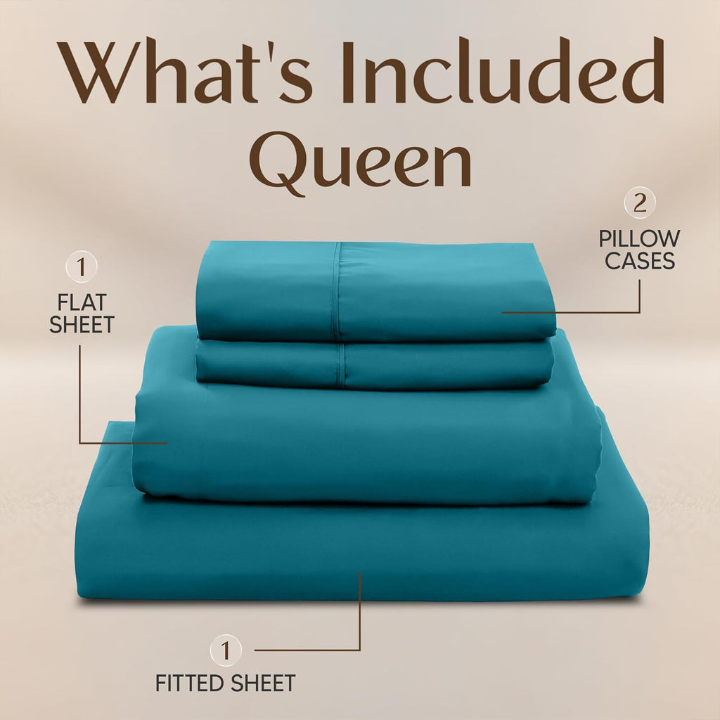 Utopia Bedding Queen Size Sheet Set - Soft, Breathable Microfiber, 4-Piece in Denim Blue | Oeko Tex Certified