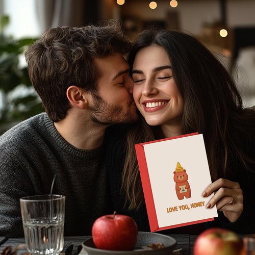 Wonkali Cute Honey Pun Valentines Day Cards Gifts, Simple Love You Valentine's Day Cards with Envelopes for Him, Her, Husband, Wife, Fiance