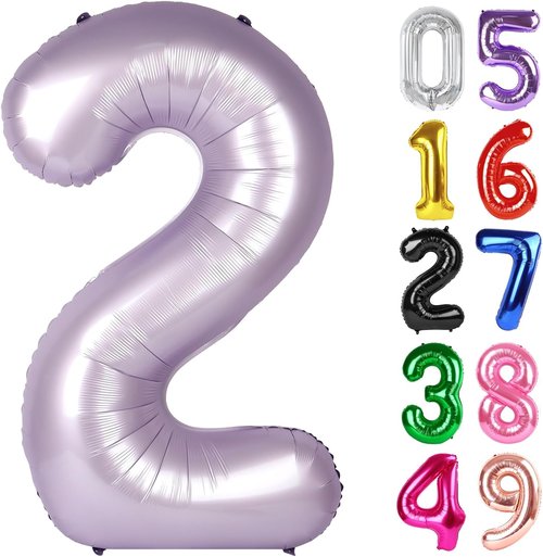 Lilac 40-Inch Number 2 Balloon - Perfect 2nd Birthday Decoration for Toddlers | Sparkling Party Decor