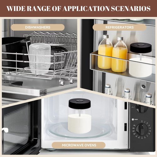 Lynzro Glass Milk Container for Miele, Compatible with Coffee Machines for Miele 11574240, CM 7750 6360 5300 5310 5510 6160 6350, Prime 316 stainless steel,Incompatible for Built-in Coffee Makers