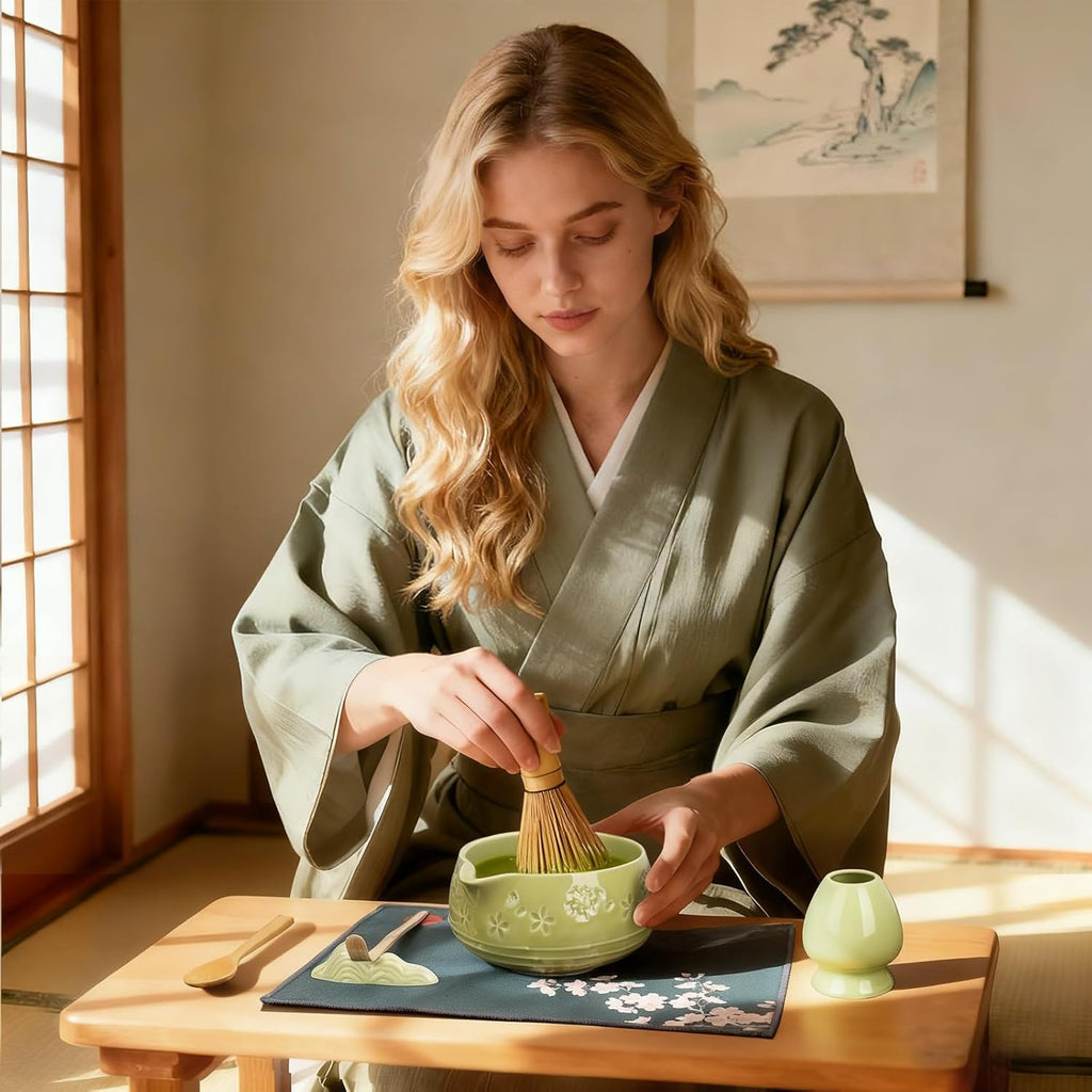 Skiennix Matcha Whisk Set - 8-Piece Ceramic Matcha Kit with Bowl, Chasen Holder & Scoop Rest | Perfect Gift for Matcha Lovers