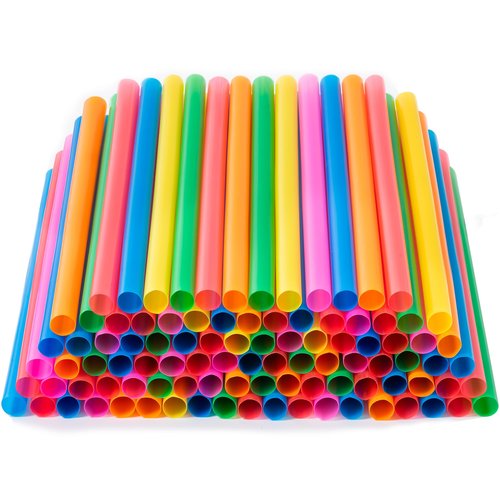 Snowfall 100 Pcs Boba Straws Disposable Jumbo Straw 11 mm Wide Plastic Drinking Straws, Large Colorful Fat Straws Bulk For Bubble Tea,Smoothie,Milkshakes& Cold Beverages