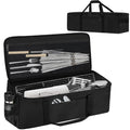 CSOKRE Grill Tool Storage Bag, Outdoor BBQ Utensil Storage with Pockets for BBQ Tools up to 22", Large Grilling Utensil Holder Storage Caddy, Barbecue Tool Sets Case for Camping Picnic,Bag Only,Black