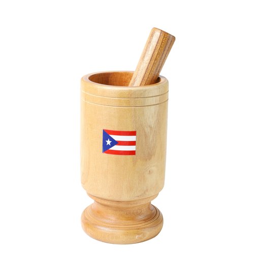 Puerto Rico Tall Size Wood Mortar & Pestle – Authentic Pilon for Boricua Style Cooking | Traditional Puerto Rican Kitchen Tool