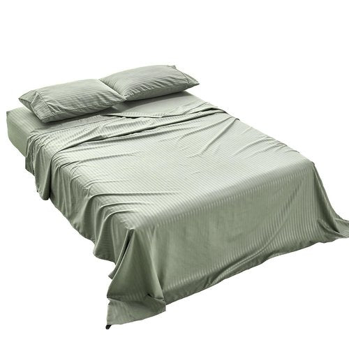 Kingnex Striped Sofa Bed Sheets Queen for Sleeper Sofa Bed Soft Double Brushed 4 Piece Bedding Pillowcase Set (60"x74"x6") Sage
