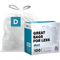 Plasticplace Custom Fit Trash Bags, Compatible with simplehuman Code D White Drawstring Garbage Liners 5.3 Gallon / 20 Liter, 15.75" x 28", 100 Count ( Pack of 1)