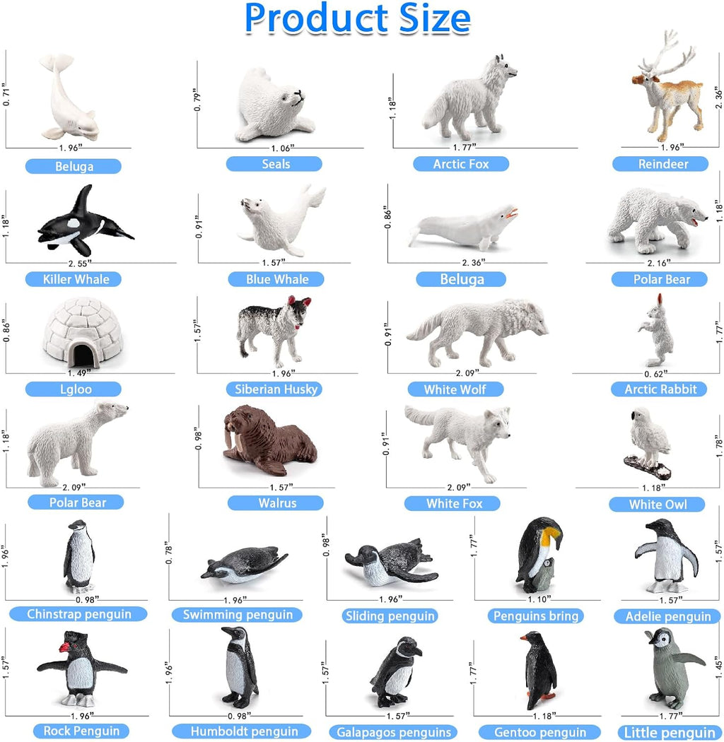 SCAHOW 26Pcs Arctic Animal Figures - Realistic Polar Animal Toys for Kids | Perfect Cake Toppers & Gifts