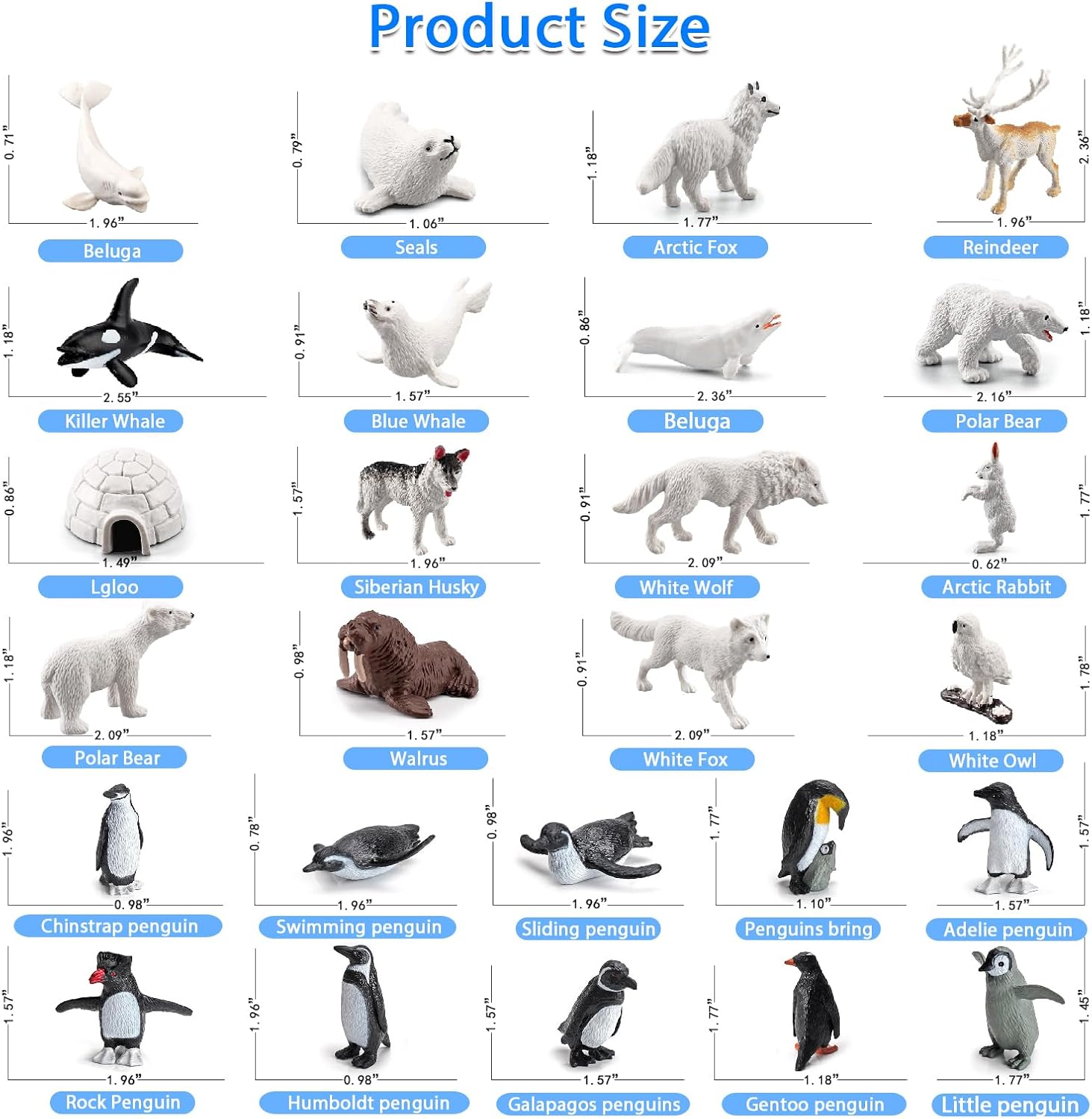 SCAHOW 26Pcs Arctic Animal Figures - Realistic Polar Animal Toys for Kids | Perfect Cake Toppers & Gifts