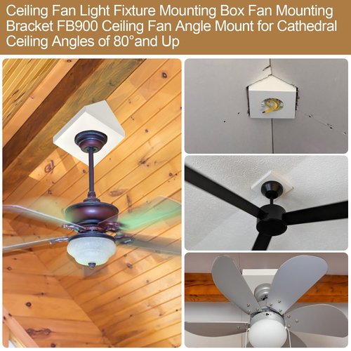 Ceiling Fan Light Fixture Mounting Box Fan Mounting Bracket FB900 Ceiling Fan Angle Mount for Cathedral Ceiling Angles of 80°and Up (1Pack)