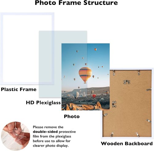 JCJMY 13x15 Picture Frame - White Wall Hanging Frame with Shatter-Resistant Plexiglass | Versatile Mounting Options