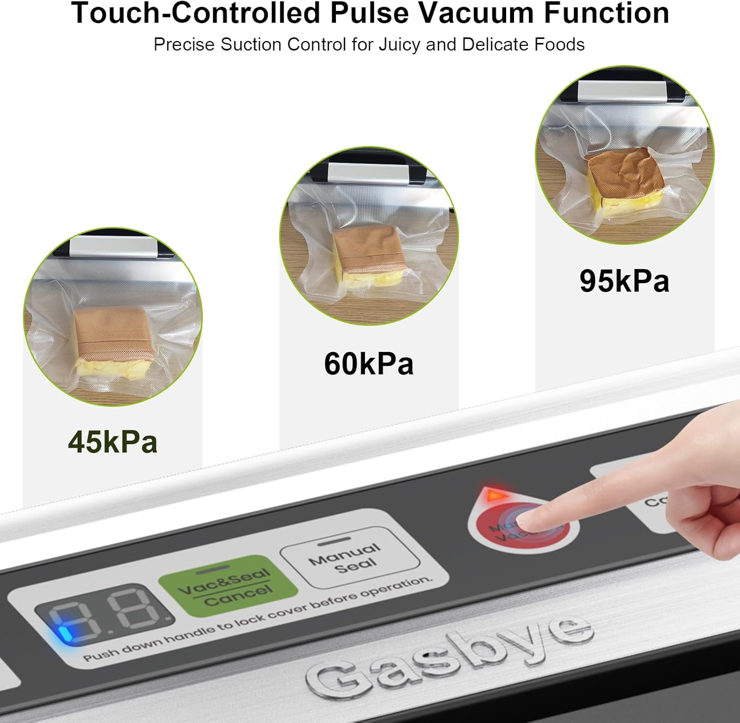 Vacuum Sealer Machine - 95kPa Precision with Double Heat Seal for Dry/Moist Food | Easy-Lock Handle & Built-in Storage - Silver
