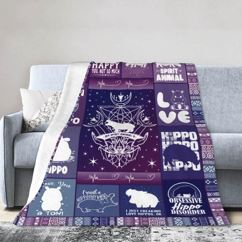 Homieblanket Hippo Blanket for Boys Girls, Cute Hippo Themed Design Printed Throw Blankets for Kids Lap, Chair Sofa, Warm Soft Cozy Blanket, 40"x 50"