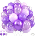 Skiennix 12-Inch Pearl Metallic Purple Balloons - 50PCS Macaron Light Purple Confetti for Parties & Celebrations
