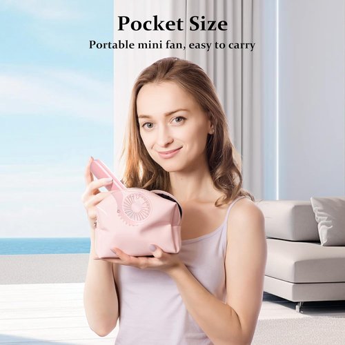 BDXXJ Mini Handheld Fan - Portable USB Rechargeable Design for Makeup & Desk Use - Pink