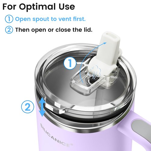 SILICANICE For Travel & Gym – Never Drink from a Moldy Lid Again: 40oz Hygienic Tumbler, 100% Leakproof Lid & Removable Foldable Spout. Reinforced Base, Fits Cup Holders - Lilac