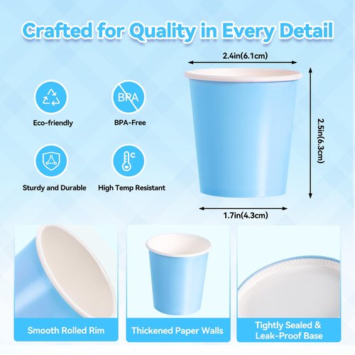 Leafory 4oz Mini Paper Cups, 100 Pack Disposable Bathroom Mouthwash Cups, Espresso Extraction Cup for Home, Office, Bathroom Use, Blue