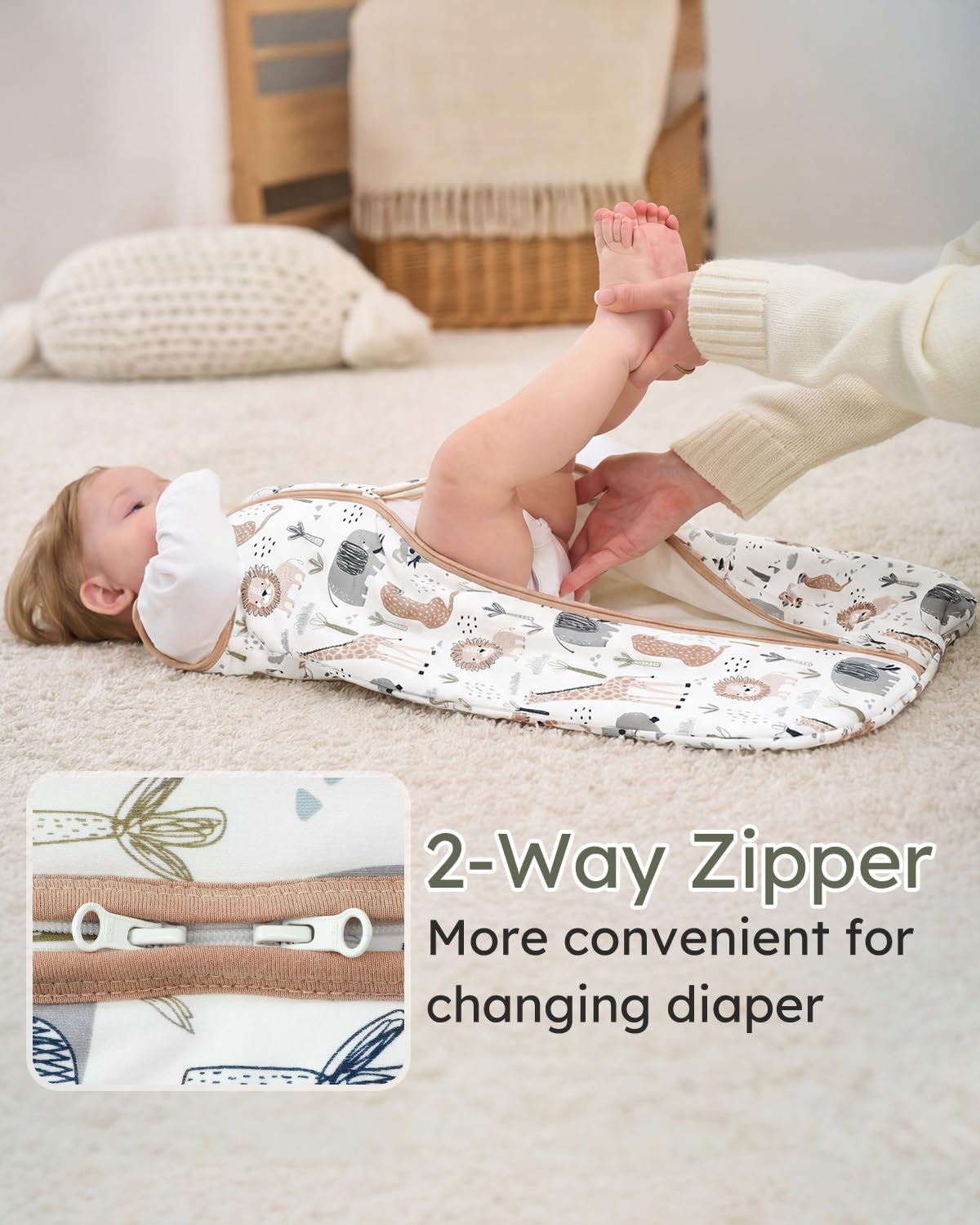 Yoofoss Baby Sleep Sack - 1.5 Tog Organic Cotton Wearable Blanket for 0-6 Months | Warm & Comfy