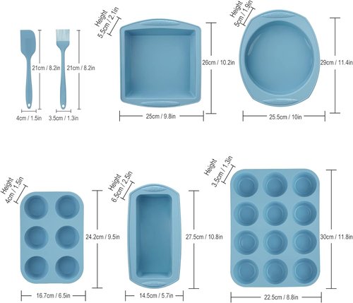 Aschef 7-in-1 Nonstick Silicone Baking Ring | Heat Resistant Bakeware for Muffins, Loaves & More