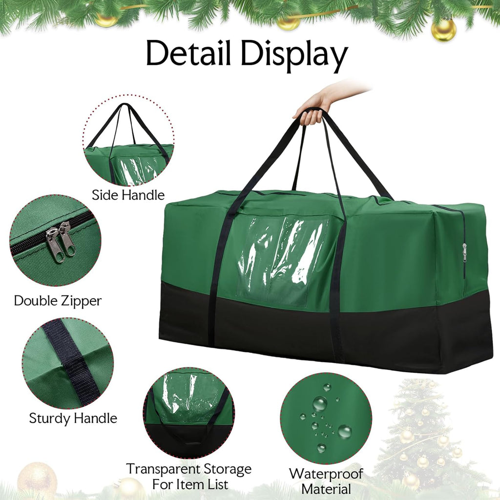 Skiennix Christmas Tree Storage Bag - Heavy Duty 600D Oxford Material for Up to 10 Ft Trees | Dampproof with Reinforced Handles & Dual Zipper