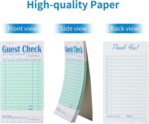ZPARIK 20 Pack/1000 Tickets Guest Checks Books for Servers, Green Server Books for Waitress, Server Note Pads for Restaurants