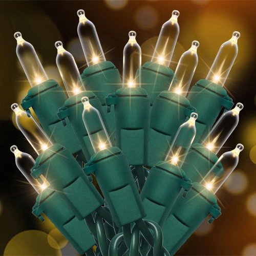 Warm Yellow Soft Twinkle Lights, 18.7ft 50LED Waterproof Christmas Tree String Lights Indoor with Green Wire,Connectable Mini Light Xmas Light for Outdoor Home,Festival,Party,Holiday Decor